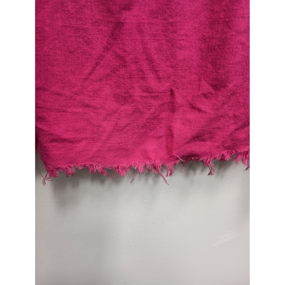 Umgee Tunic Top Womens 1XL Pink Short Sleeve Boho Linen Blend Frayed Hem - Picture 10 of 11